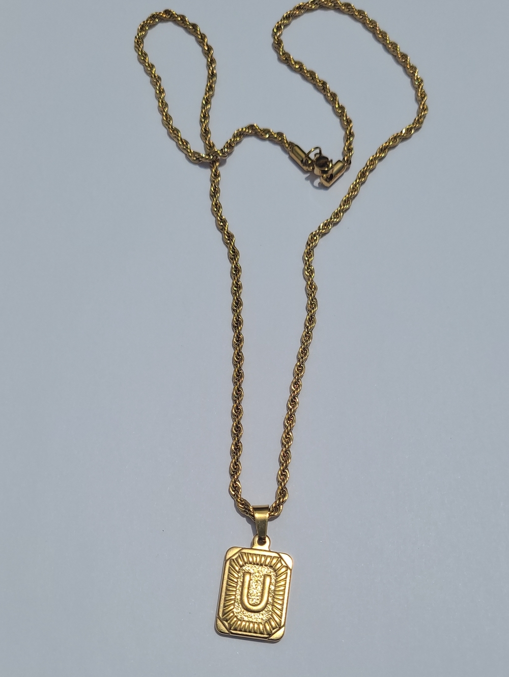 Men Stainless Steel Gold Color 22" Pendant High Quality (U)